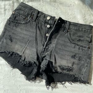 Levi’s 501 Faded Black Denim Shorts (Size 26)